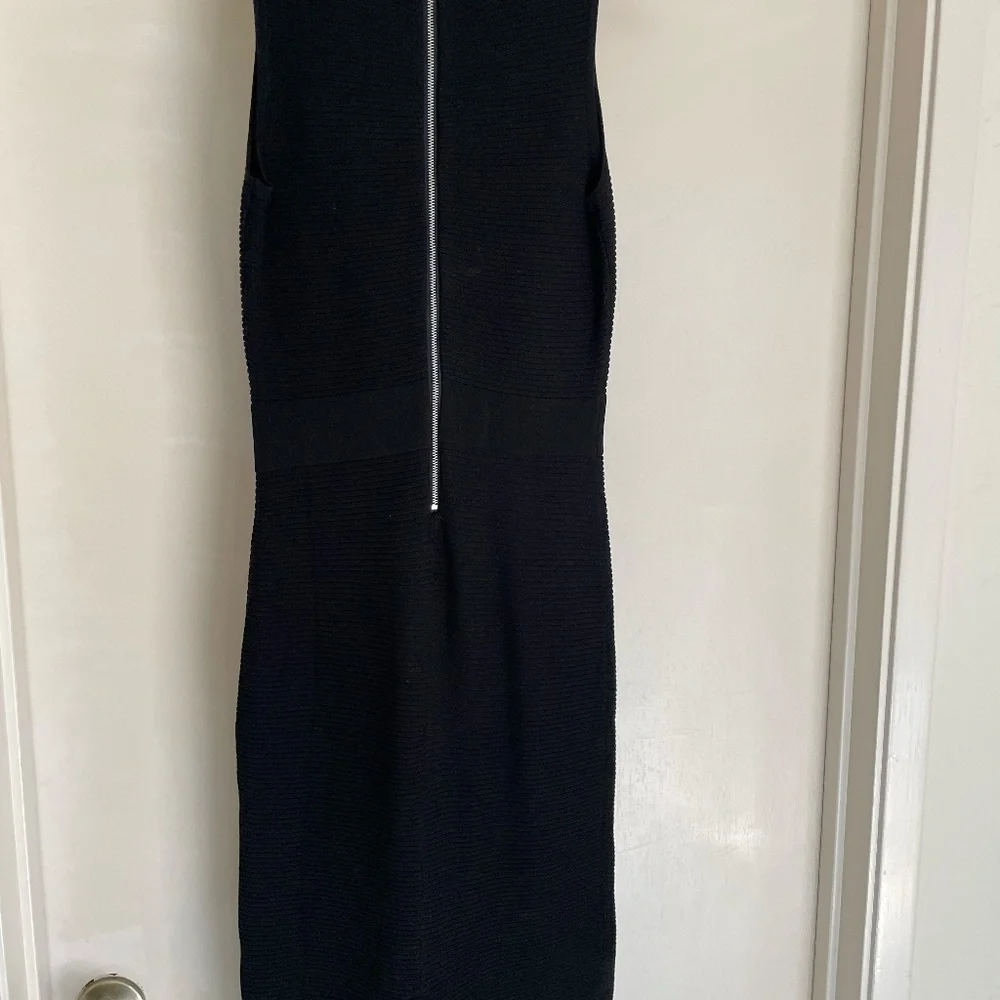 Sunny Girl Black Ribbed Midi Sheath Dress - Picture 2 of 6